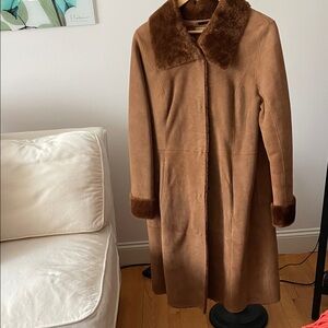 Brown 100% Lamb Skin Collar Women's Coat